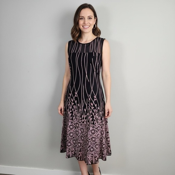 NEW Anna Bella Tea Dress Womens‎ Small Midi Feminine Light Flowy Cocktail Party - Picture 2 of 16